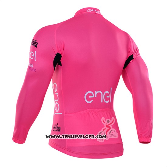 2016 Maillot Ciclismo Giro D'italie Rose et Blanc Manches Longues et Cuissard